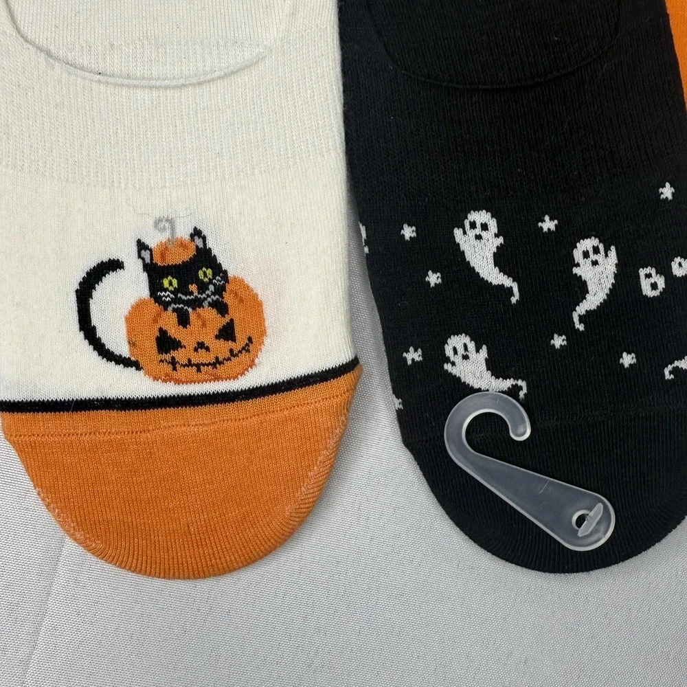 New Old Navy 3 Pairs Halloween No Show Ankle Socks Cat‎ Pumpkin Ghost Women's